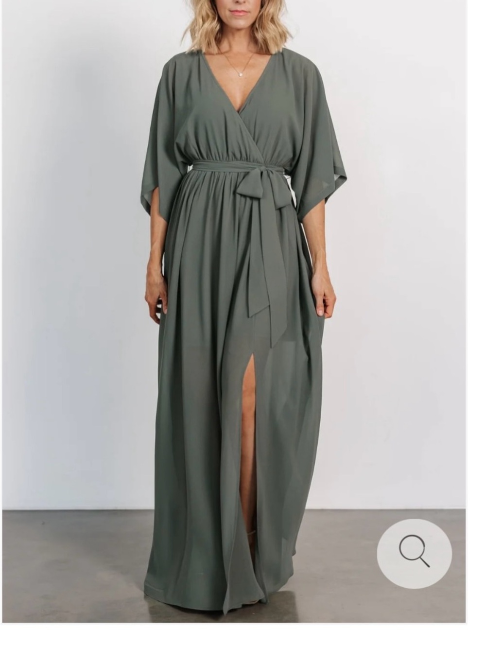 Baltic Born Olive Green Wrap Maxi Dress with Waist Tie